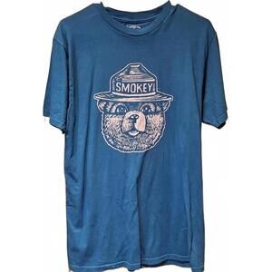 Smokey The Bear American Needle Graphic T-shirt Turquoise Size M
